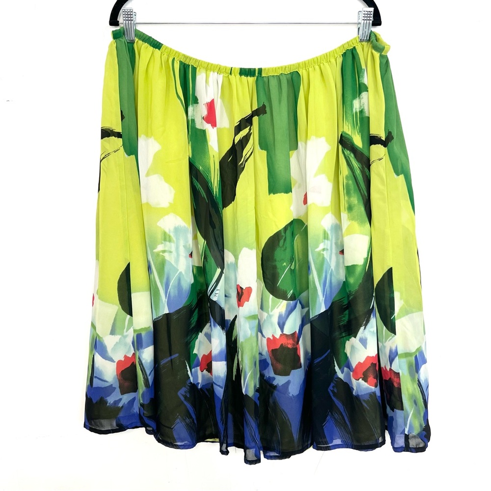 Jaclyn Smith Skirt Colorful Floral Chiffon Green Blue Est Sz 18/20